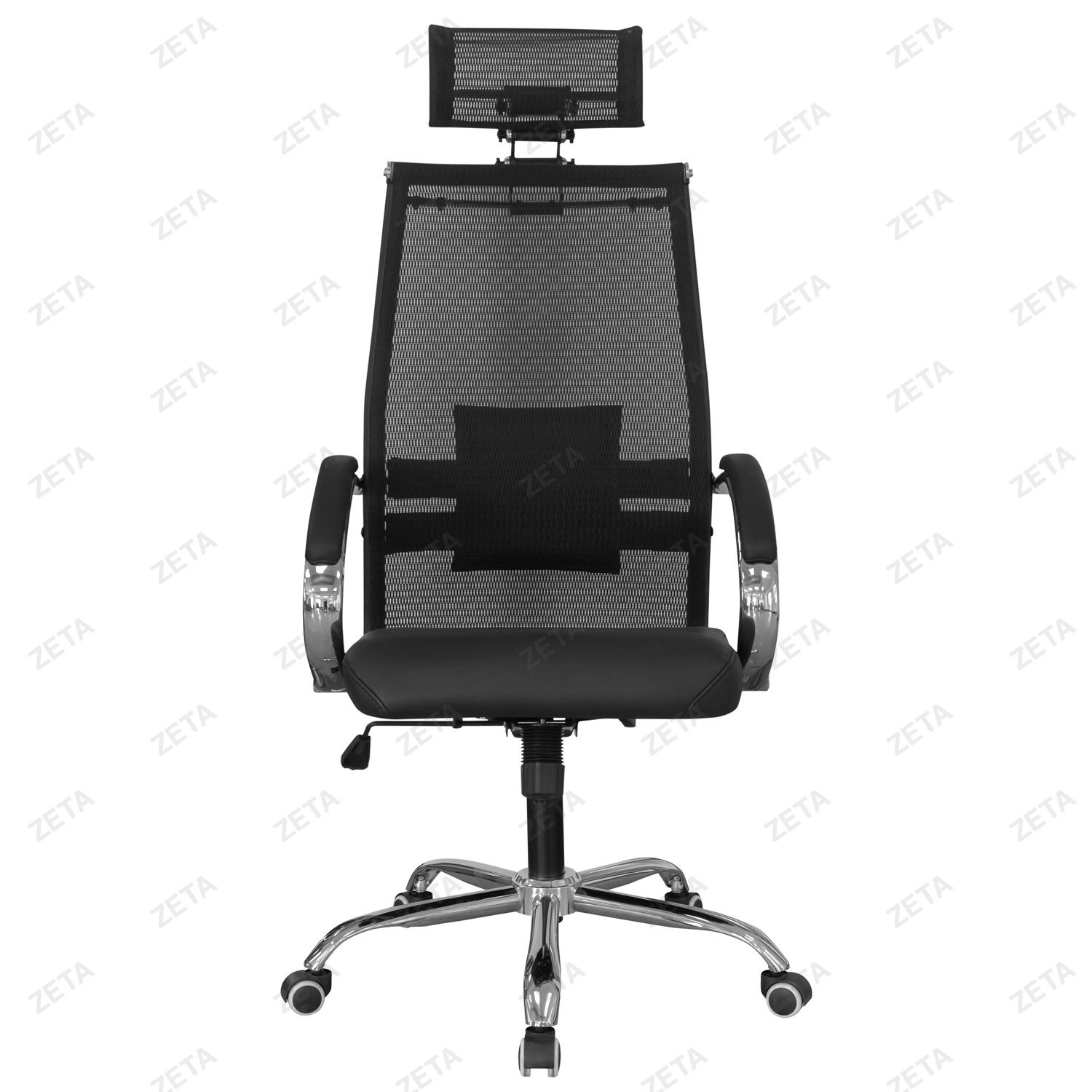 Кресло "Хан" низкое, узкое сиденье c подголовником (металлический каркас) (подлокотники AL-01DFS, крестовина хром)