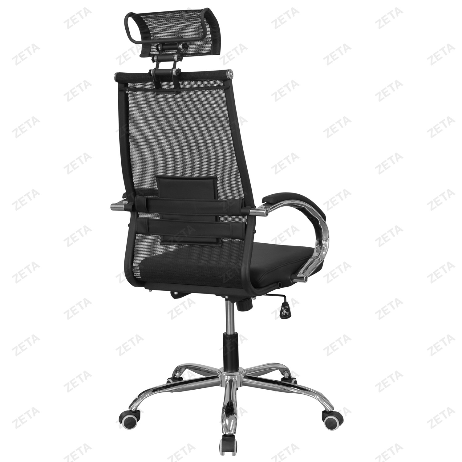 Кресло "Хан" низкое, узкое сиденье c подголовником (металлический каркас) (подлокотники AL-01DFS, крестовина хром)